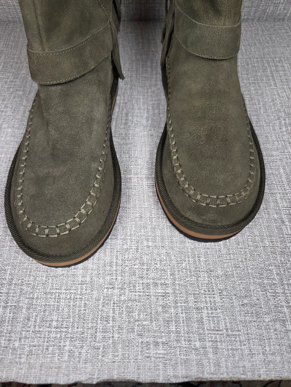 Free People NEW Faye Fringe Pull-On Boots Olive Green Suede Women's 9 $198 - Picture 3 of 11